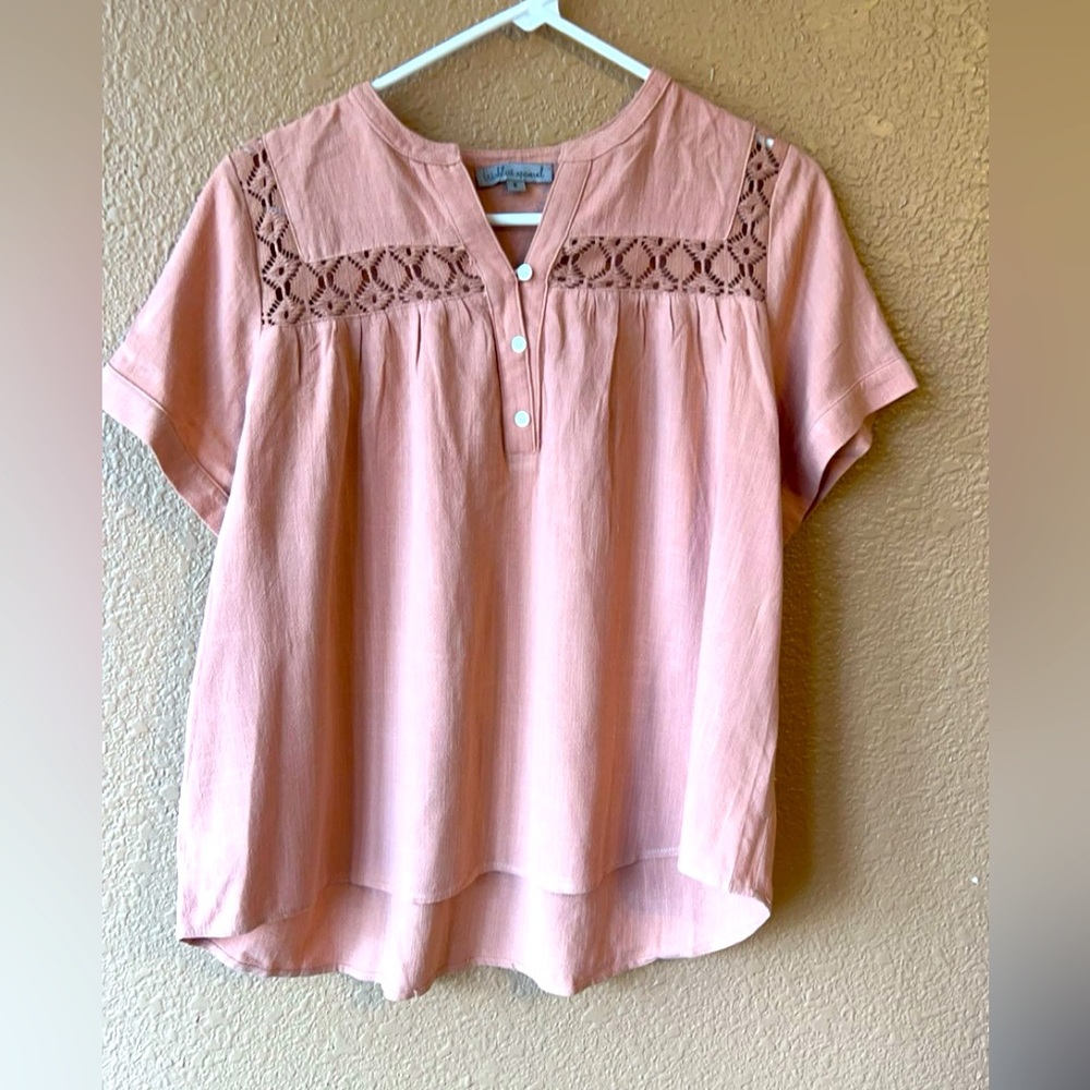 NWOT Wishlist Henley Linen Blend Blouse Small